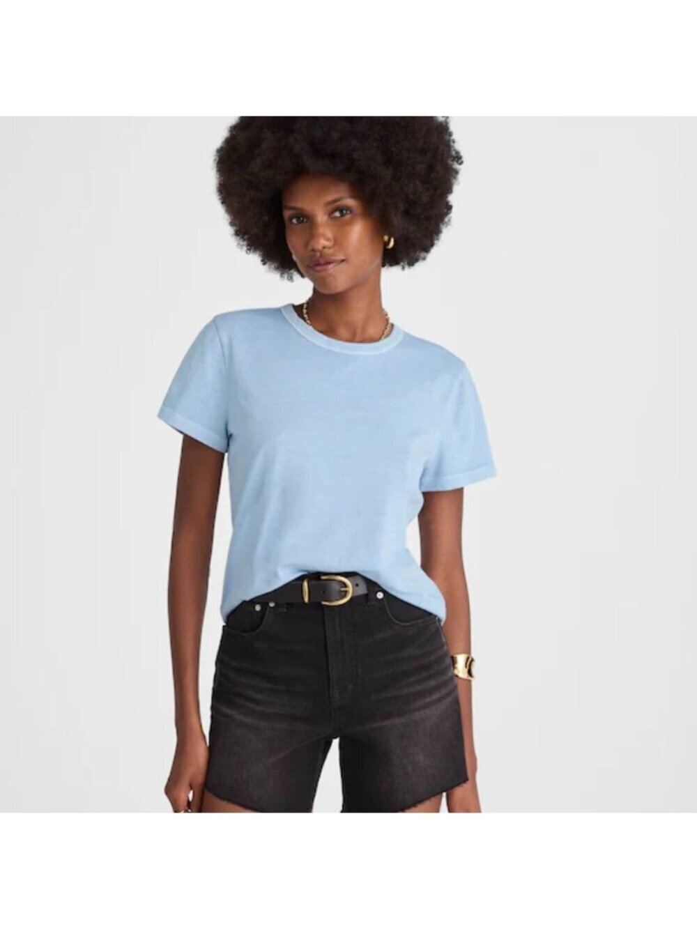 NWT Madewell Light Blue The Perfect Crewneck Tee in Cotton - Size: XS